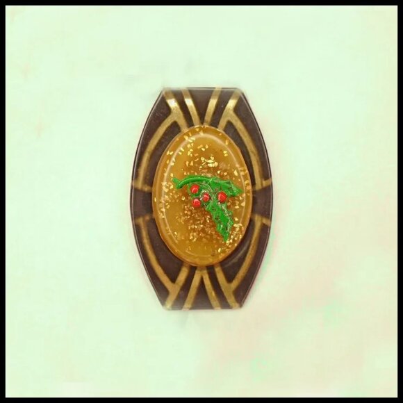 Art Deco Christmas &Winter Brooch, OOAK Holiday Pin Made with Vintage - Picture 3 of 14